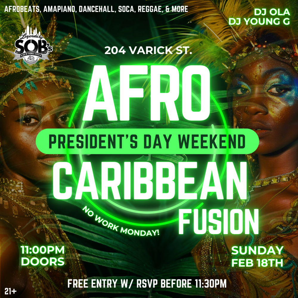 AfroCaribbean Fusion President’s Day Weekend Party SOBS