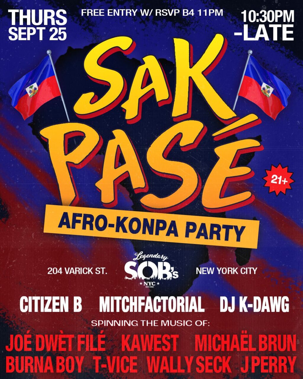 Sak Pase: Afro-Konpa Party 9.25.25 | SOB'S NYC