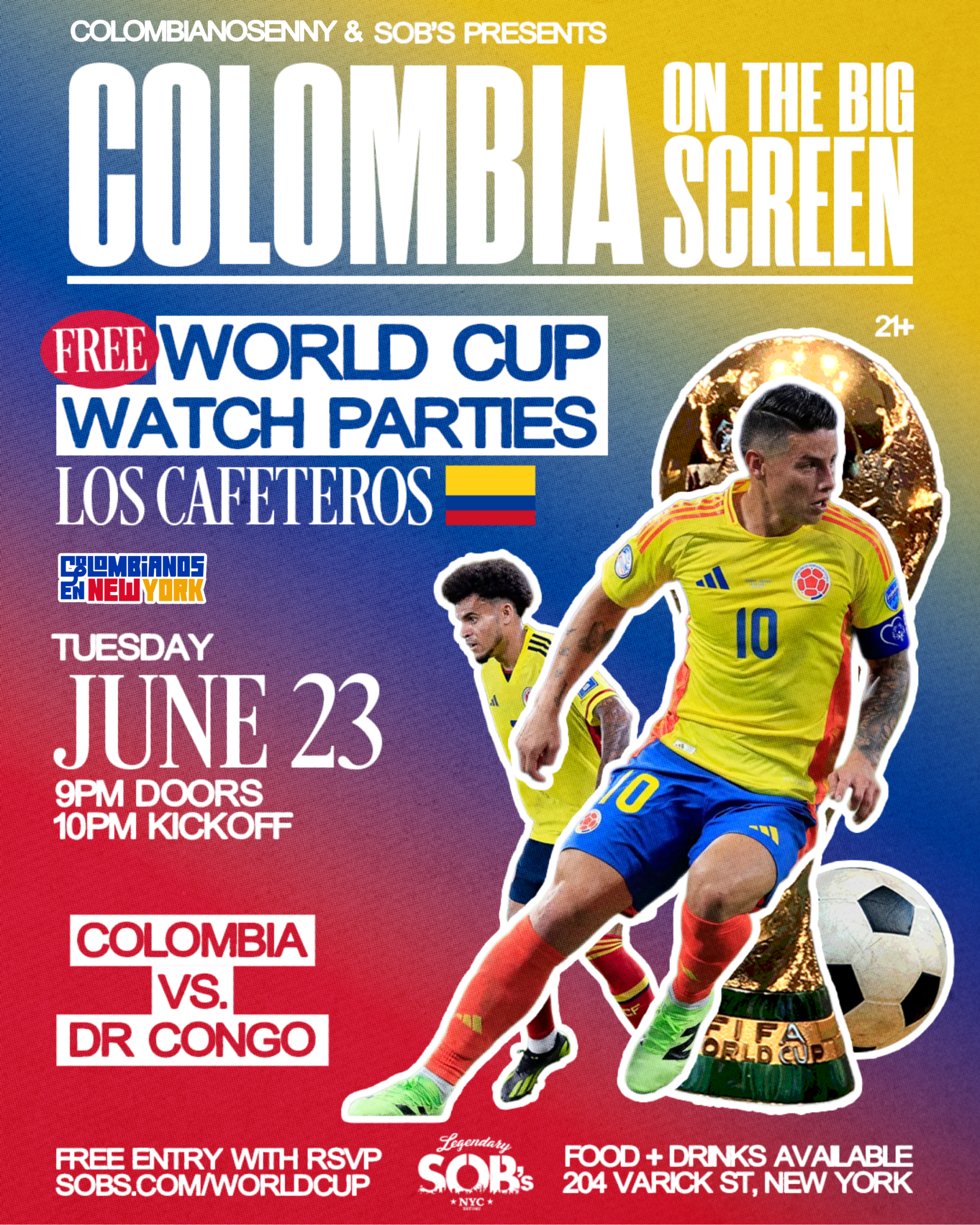 Colombia On The Big Screen: Colombia vs DR Congo | World Cup Watch Party