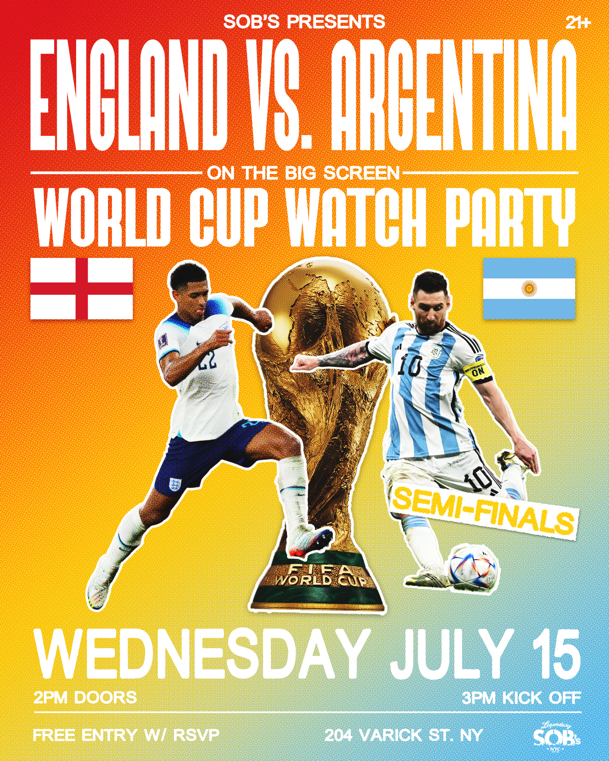 World Cup Watch Party: England vs Argentina Semi-Finals